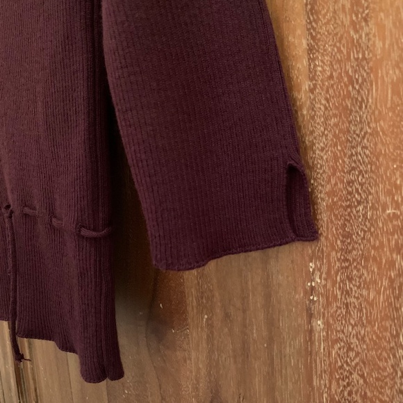 NEXT UK V-Neck Ribbed Merino Wool Blend 3/4 Sleeve Plum Top Size Small - Picture 10 of 14